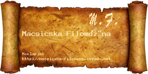 Macsicska Filoména névjegykártya